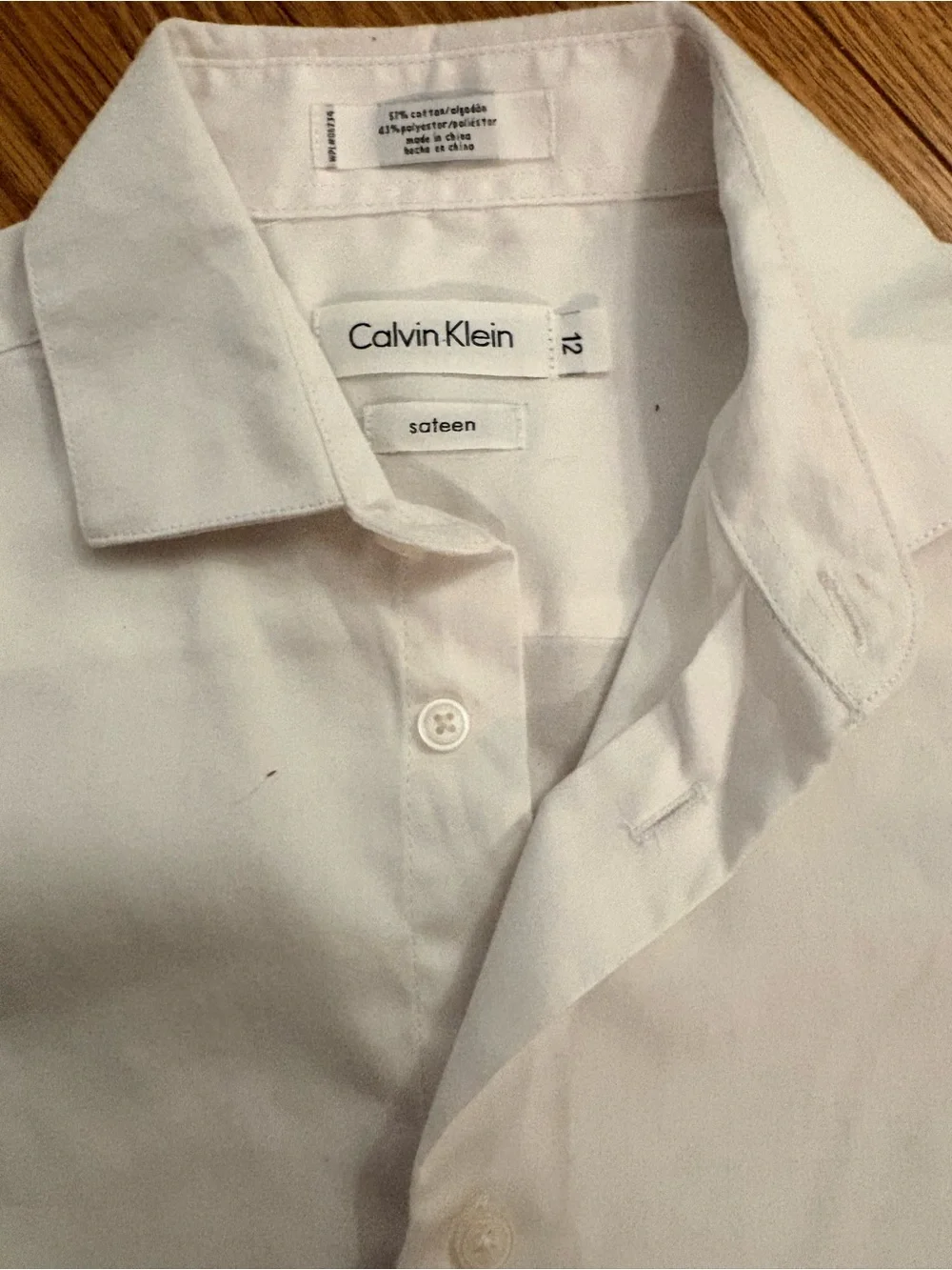Calvin Klein White Button-Down Dress Shirt for Kids